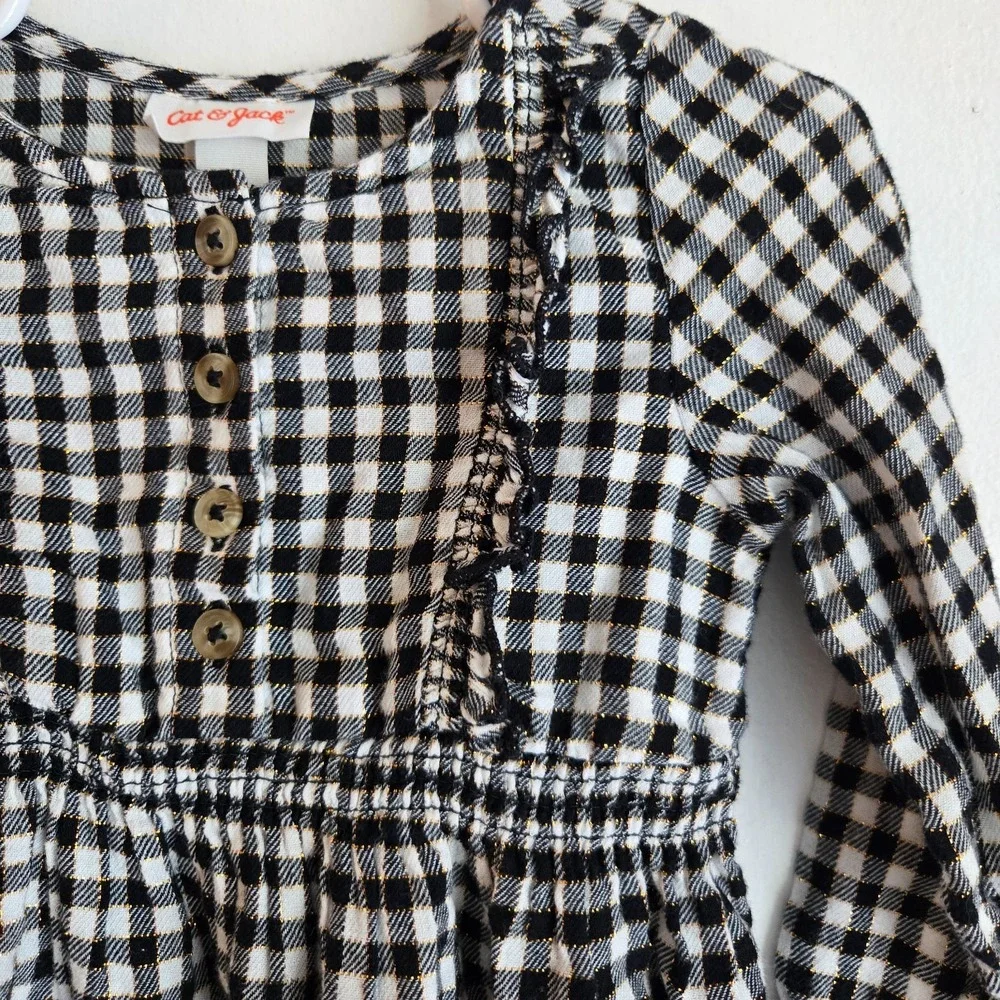Cat & Jack Baby‎ Dress Black White Gingham Checkered Peter Pan Collar 18 Months